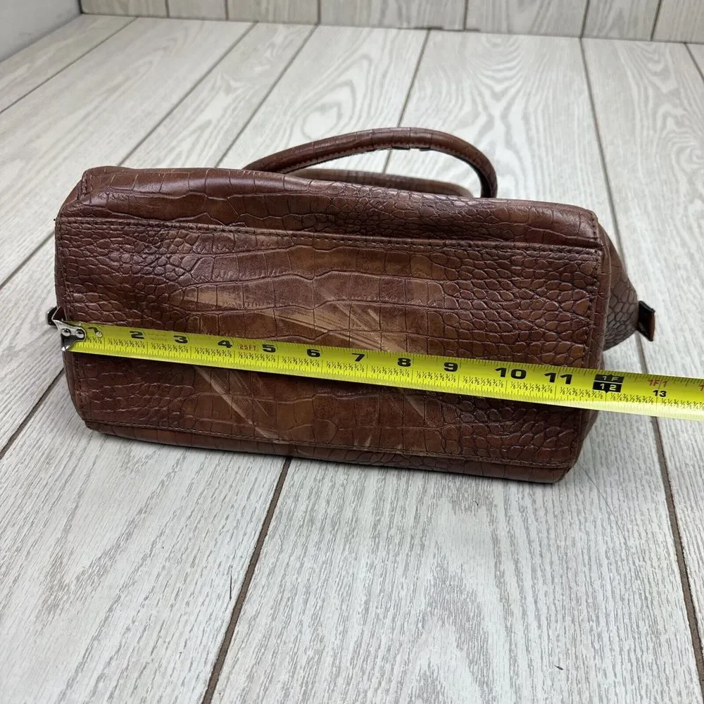 Kenneth Cole Reaction‎ Crocodile Dome Satchel Purse Bag Brown